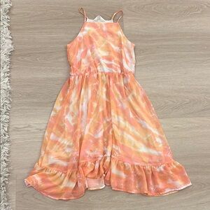 H&M Orange Ruffled Tiered Halter Sundress for Wedding Guest